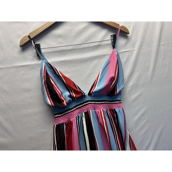 Lulus Andi Pink And Blue Striped Maxi Dress Triangle Top Women’s Medium - Picture 3 of 7